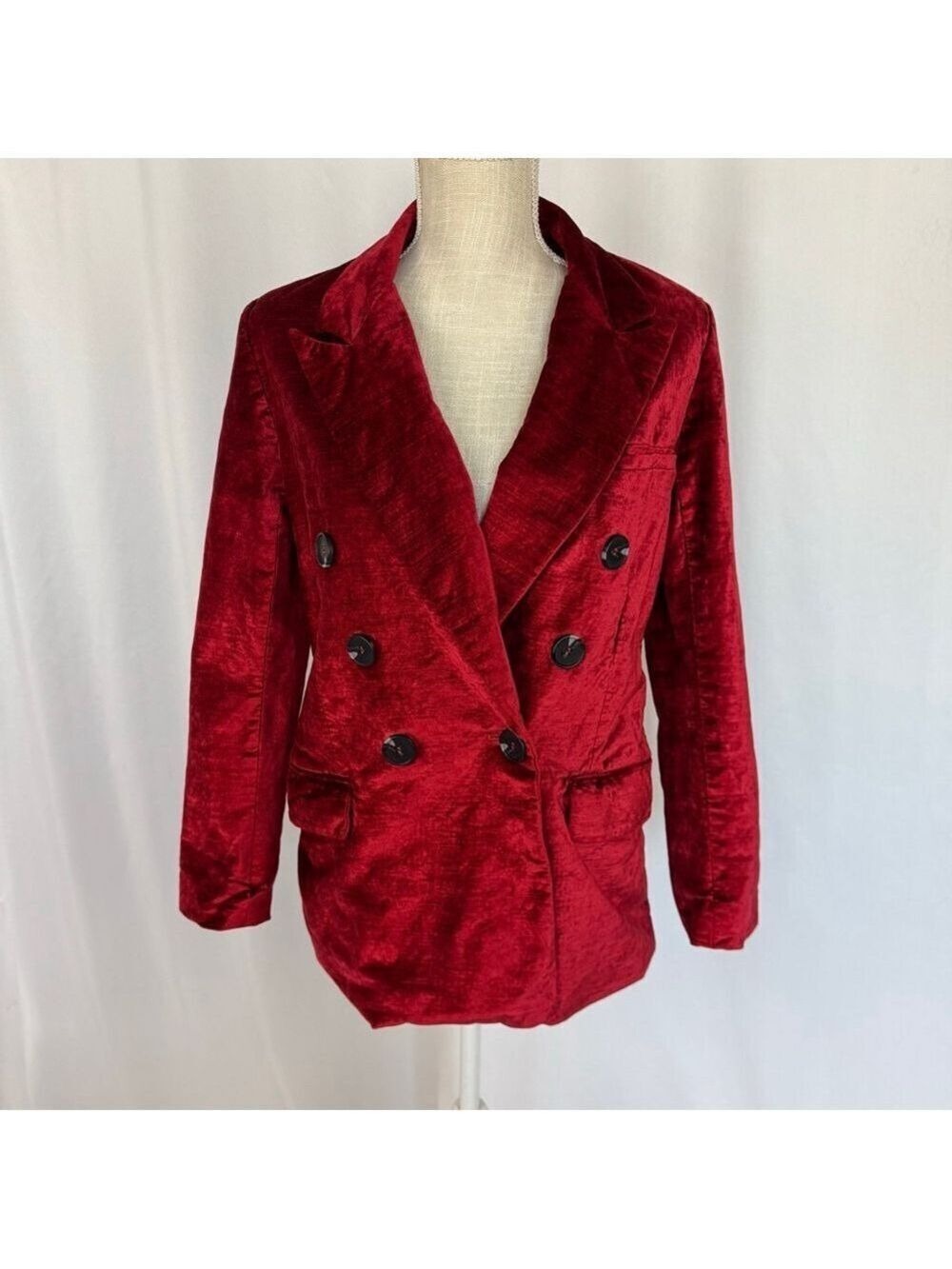 Free People Red Velvet Blazer Jacket Women's Small